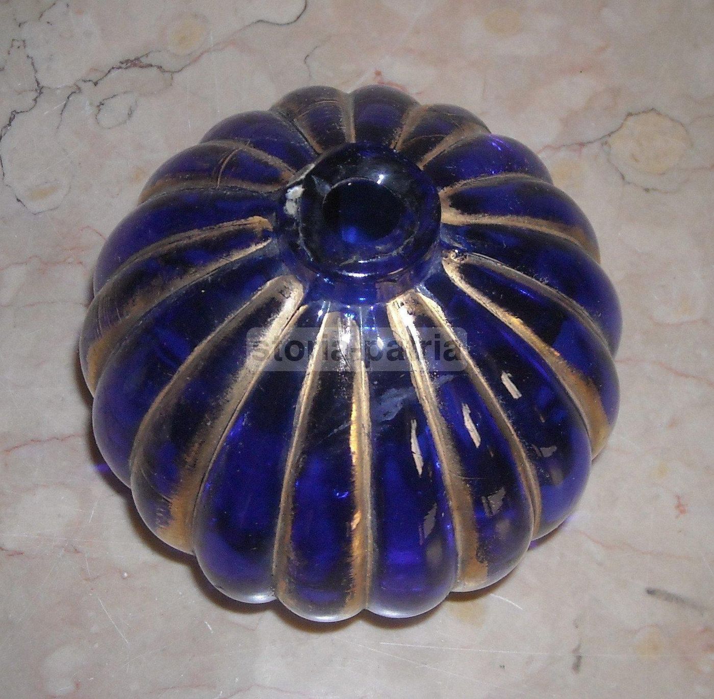 Boccetta Profumo Vintage Vetro Blu Con Dorature Murano Anni '20