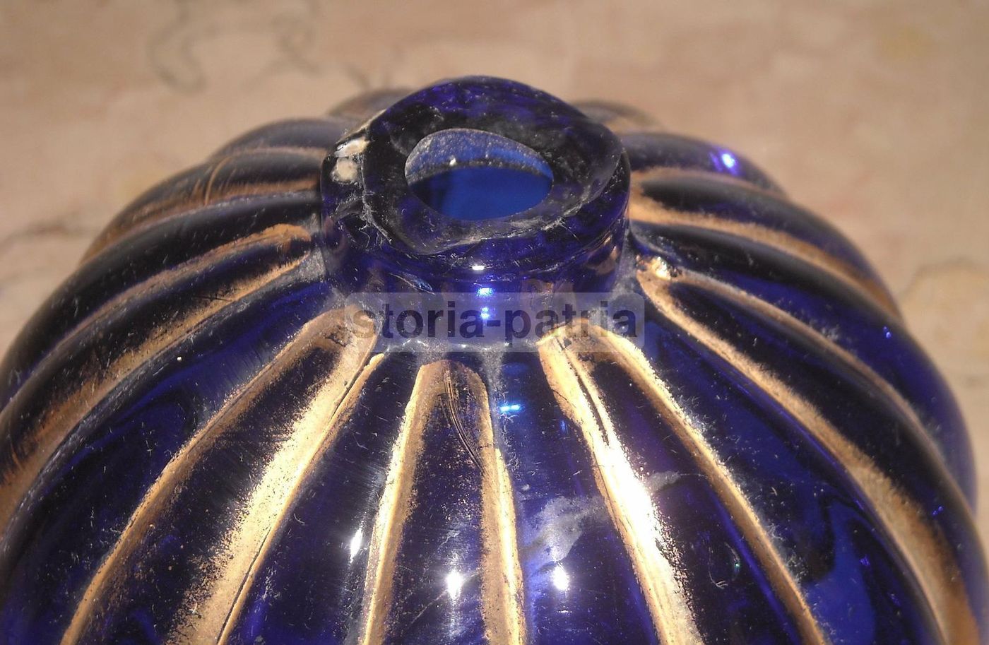 Boccetta Profumo Vintage Vetro Blu Con Dorature Murano Anni '20