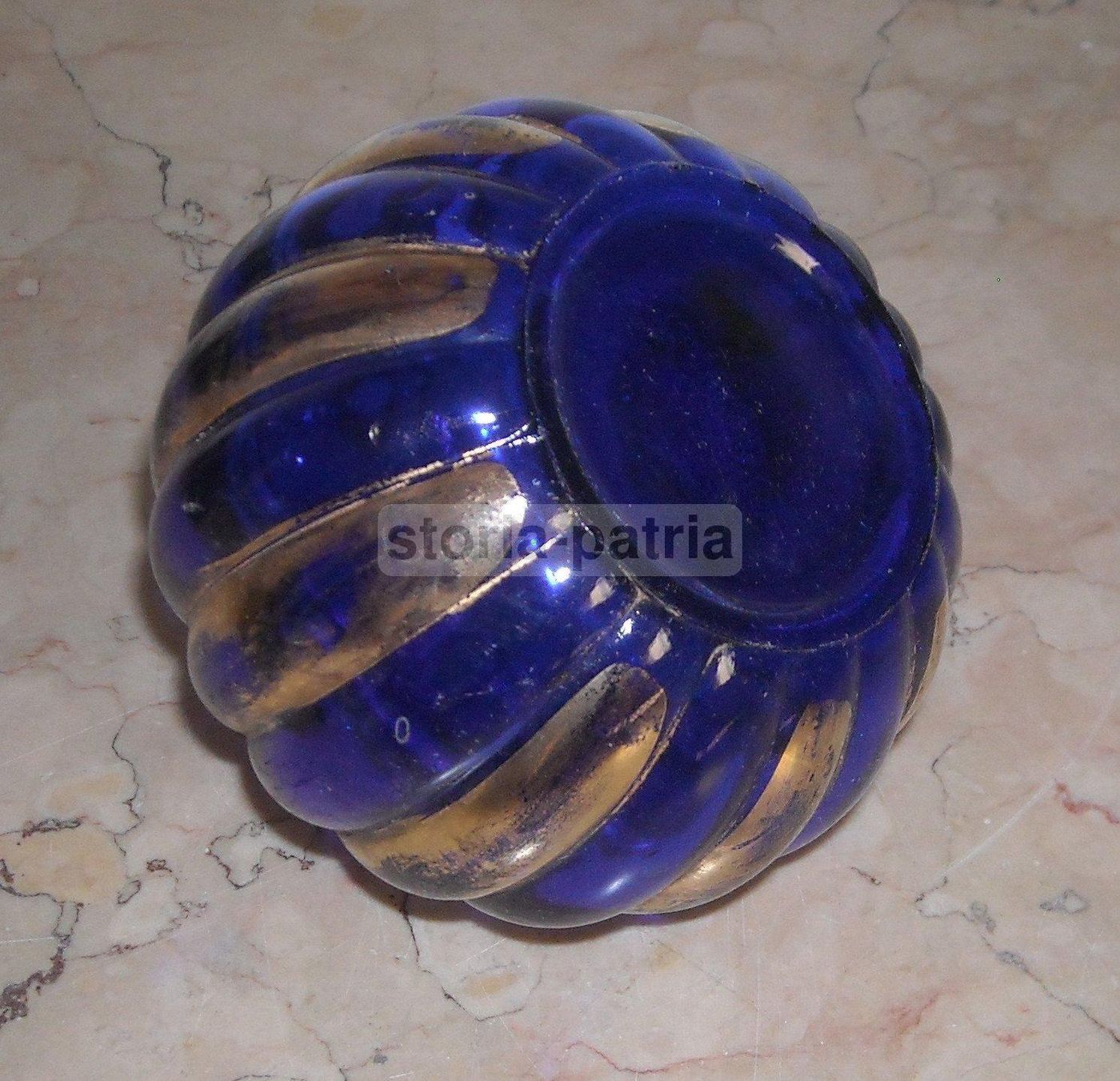 Boccetta Profumo Vintage Vetro Blu Con Dorature Murano Anni '20