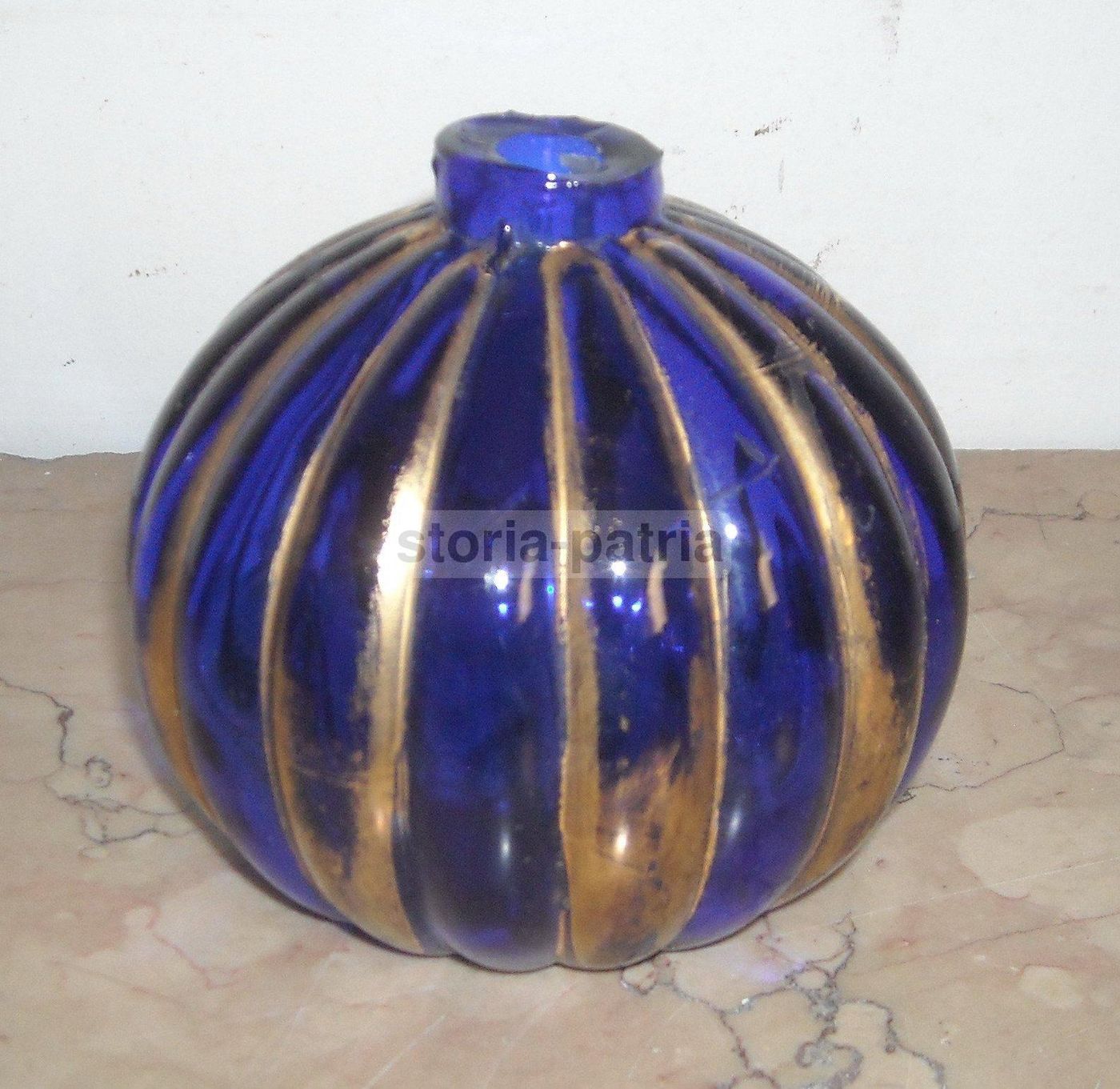 Boccetta Profumo Vintage Vetro Blu Con Dorature Murano Anni '20