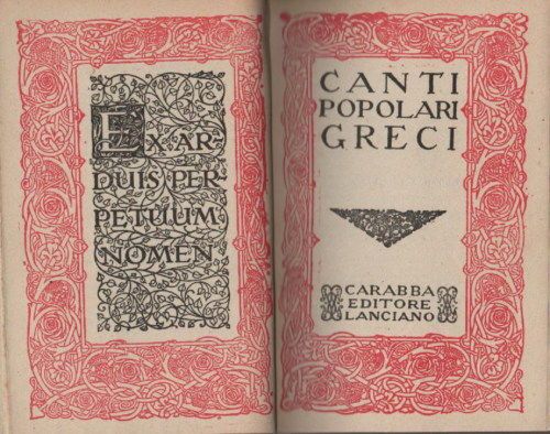 Canti Popolari Greci (Carabba, 1922)