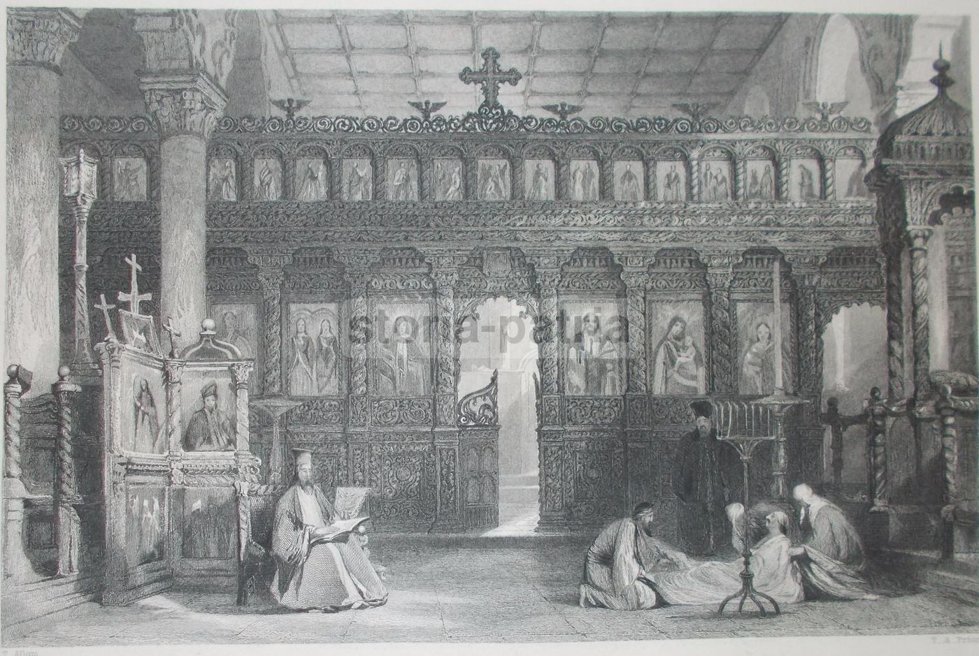 Incisione Antica Della Chiesa Di San Teodoro A Pergamo, Prior E Allom, 1847