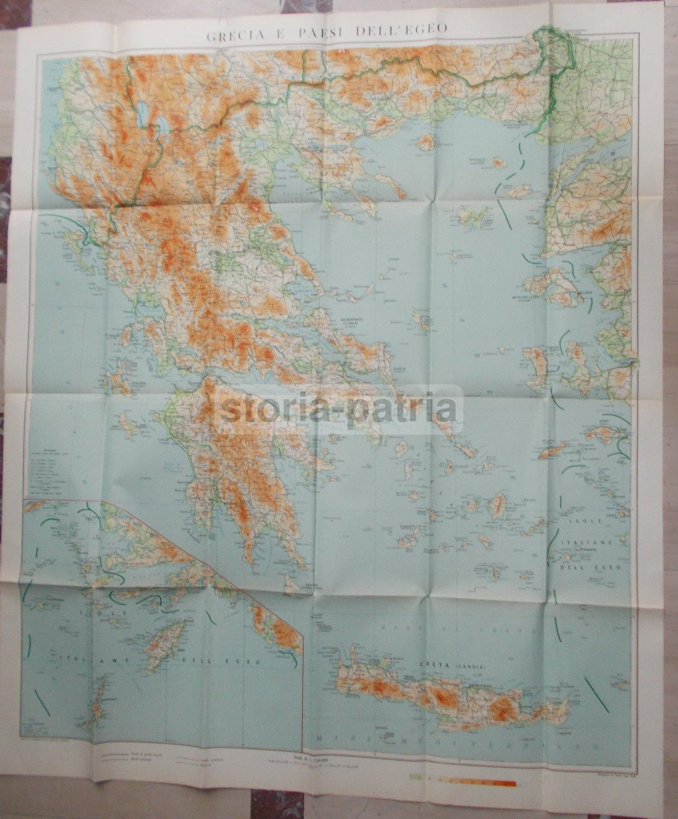 Mappa Grecia, Egeo, Creta E Rodi 1940   Istituto Geografico De Agostini