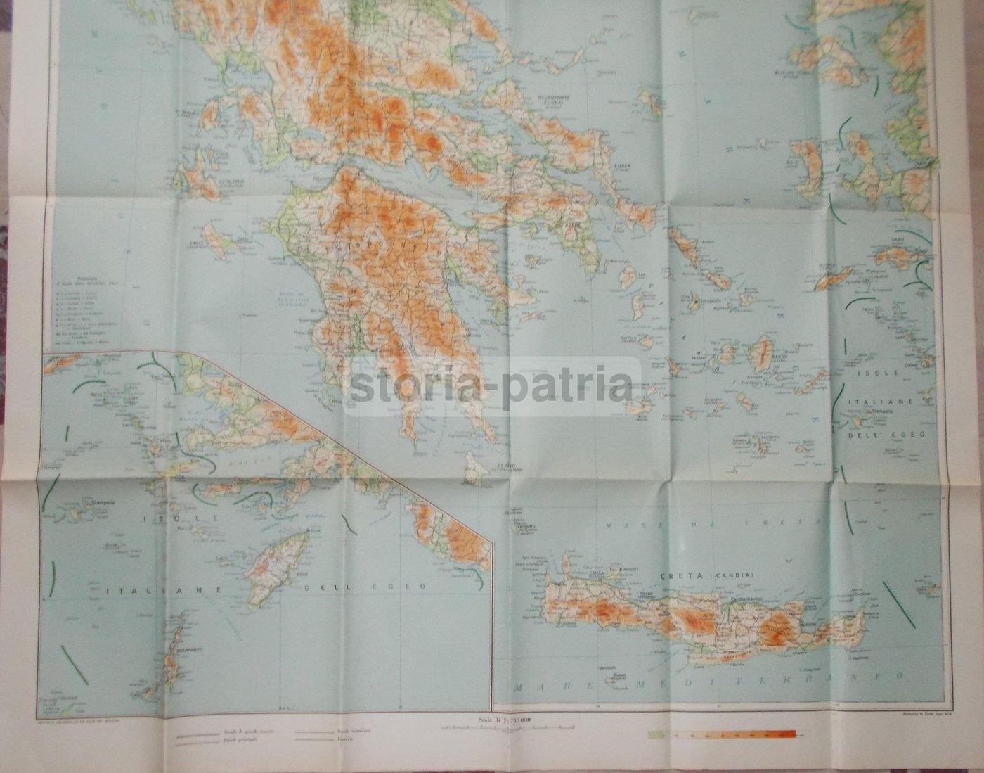 Mappa Grecia, Egeo, Creta E Rodi 1940   Istituto Geografico De Agostini