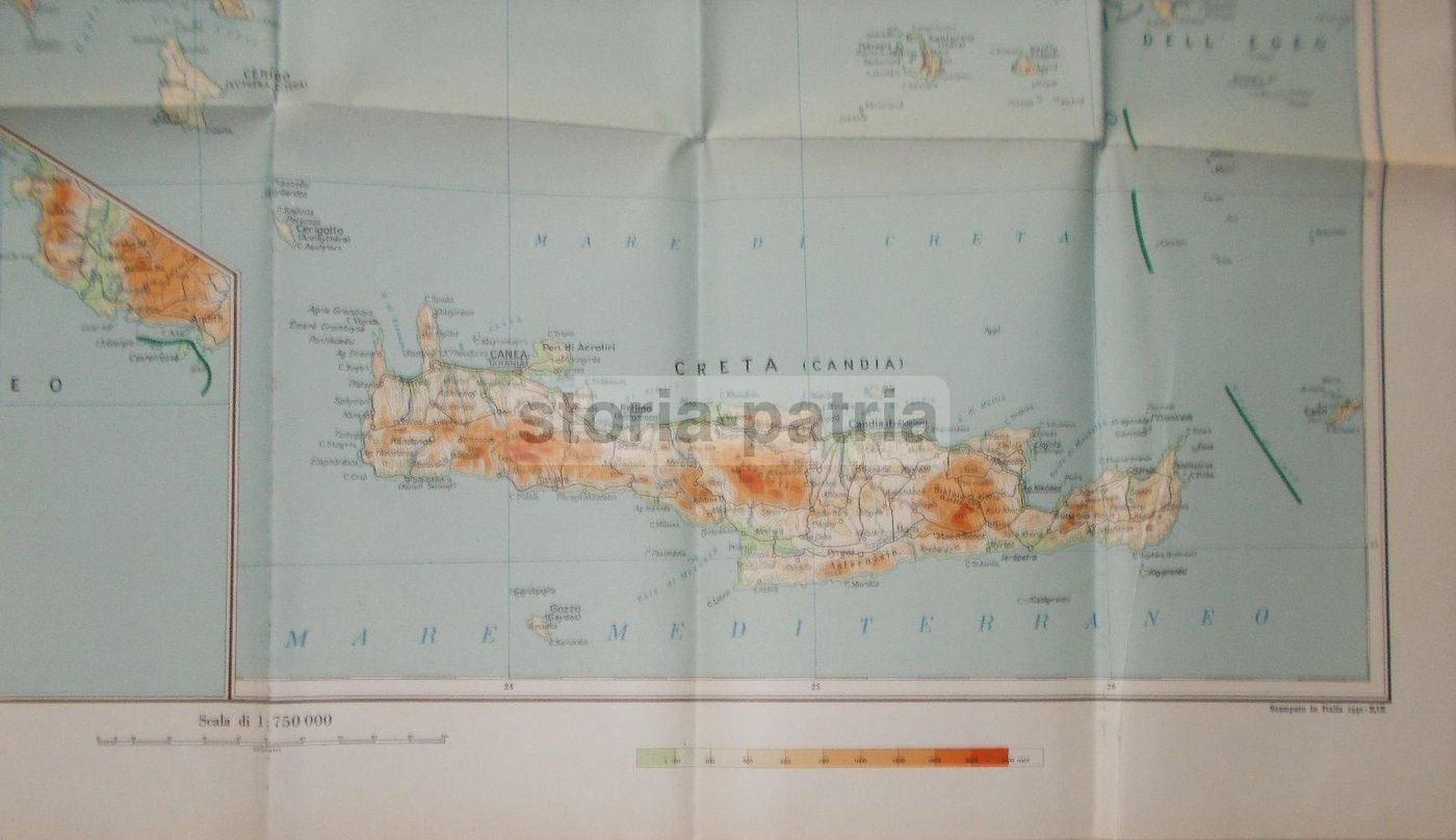 Mappa Grecia, Egeo, Creta E Rodi 1940   Istituto Geografico De Agostini