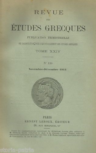 Revue Des Études Grecques 1911: Itanos, Epigrafi, Dioscore, Apollo