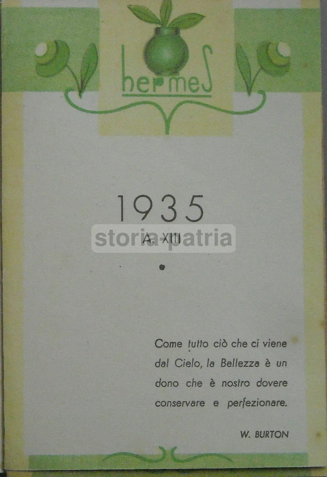 Calendarietto Hermes 1935, Profumo Al Giacinto, Milano, Pubblicità