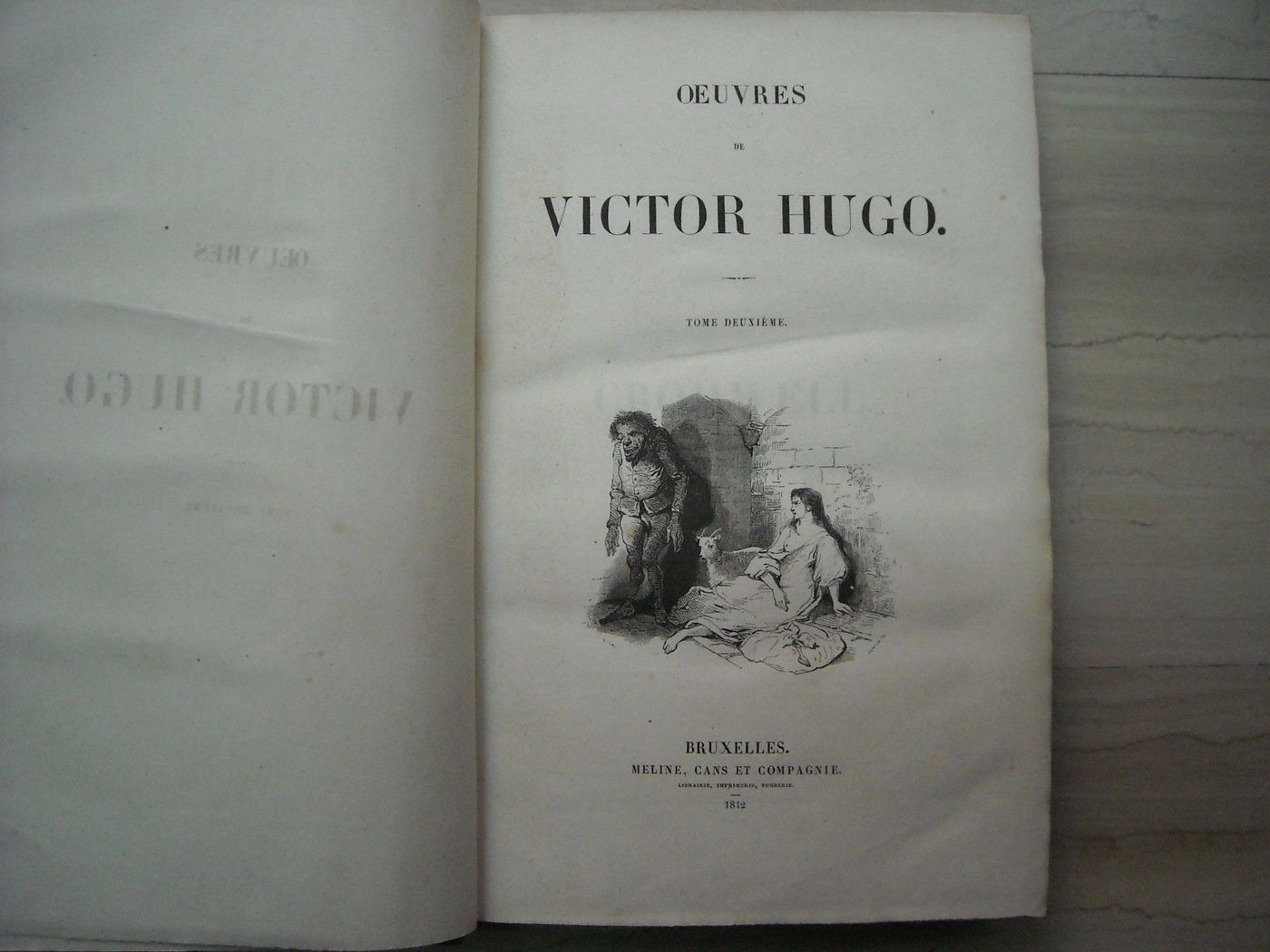 Victor Hugo: Oeuvres, Tomo II (1842). Legatura In Pelle, Illustrato, Teatro E Poesie