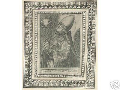 Ritratto Antico Di Papa Benedetto II, Incisione Originale Del XVI Secolo