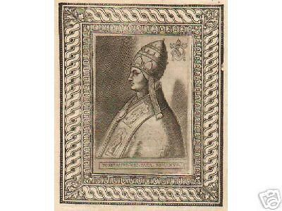 Incisione Antica Di Papa Bonifacio VIII Caetani, Fine '500, Originale