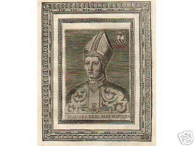 Papa Giovanni XXIII Antipapa: Ritratto Antico, Incisione Originale