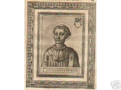 Ritratto Antico Di Papa Stefano I, Incisione Originale Del XVI Secolo
