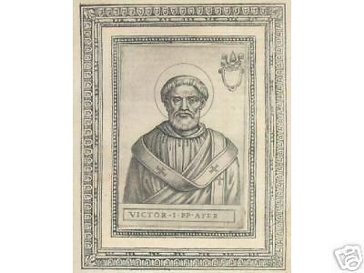 Papa Vittore I: Incisione Antica Originale All'Acquaforte, XVI Secolo