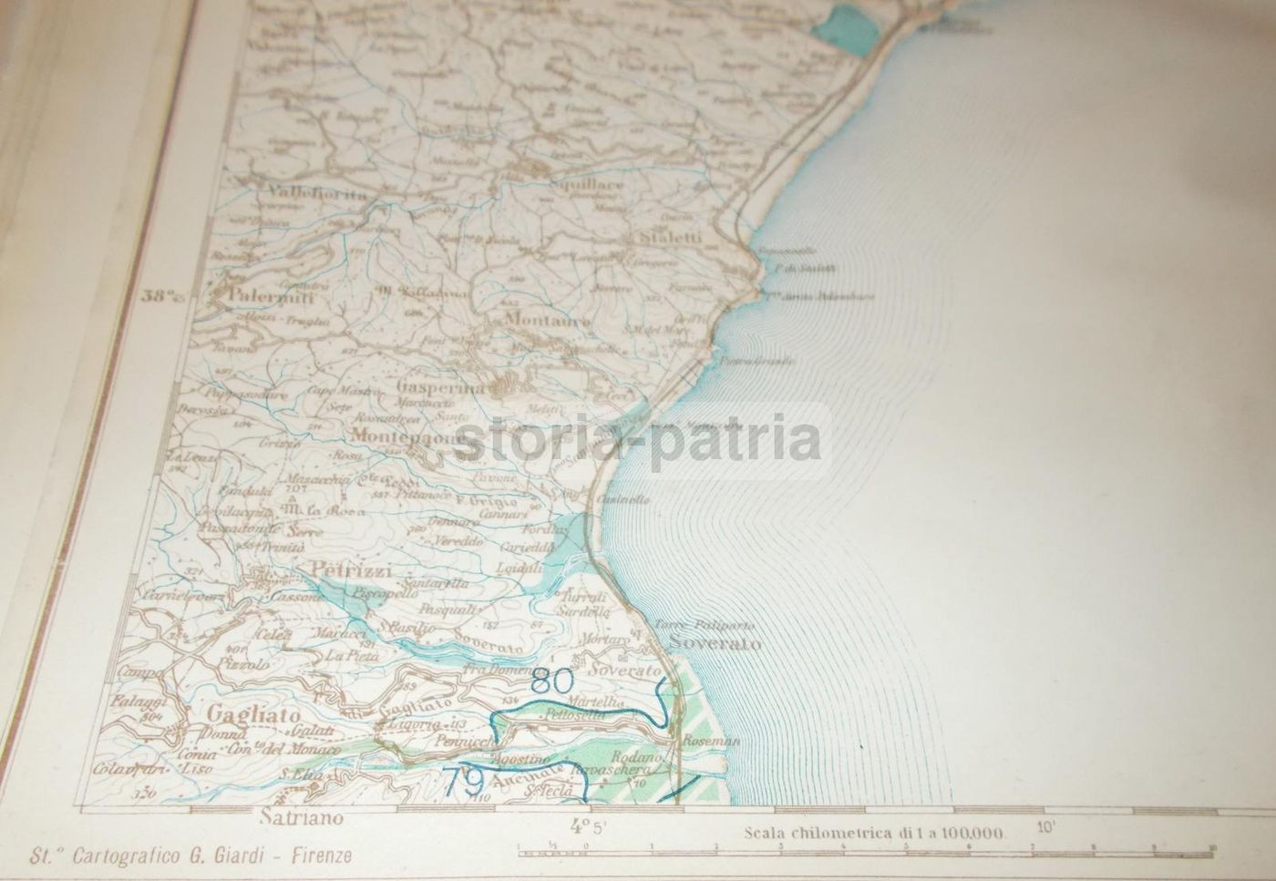 Mappa Idrogeologica Di Catanzaro, Palmi, Mesima E Petrace, Calabria (anni '40)