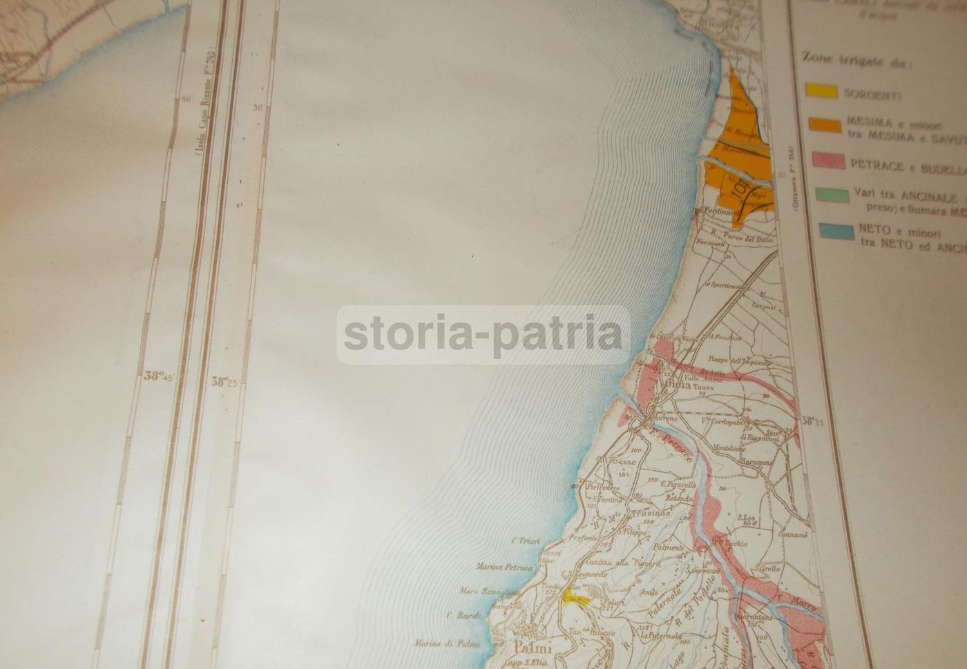 Mappa Idrogeologica Di Catanzaro, Palmi, Mesima E Petrace, Calabria (anni '40)