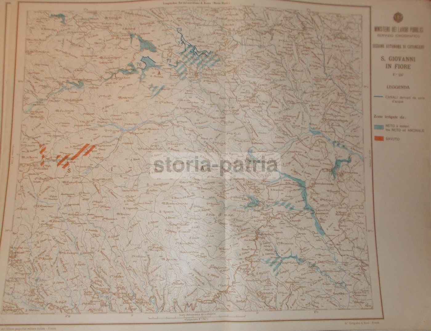 Mappa Idrogeologica Della Calabria: Neto, Savuto, Catanzaro (anni '40)