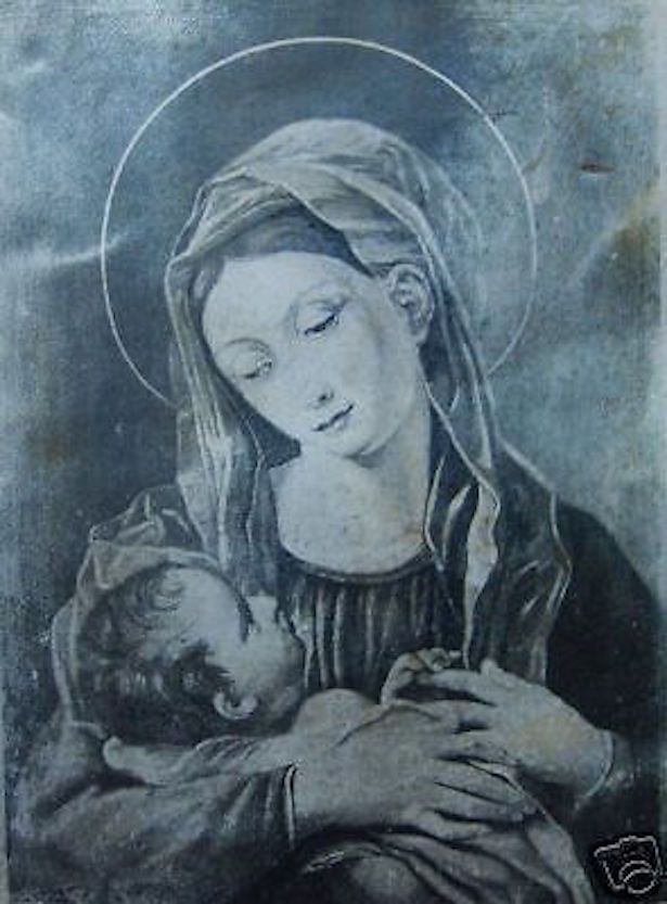 Stampa Popolare Madonna Della Divina Provvidenza Su Metallo, Imola, Anni '30