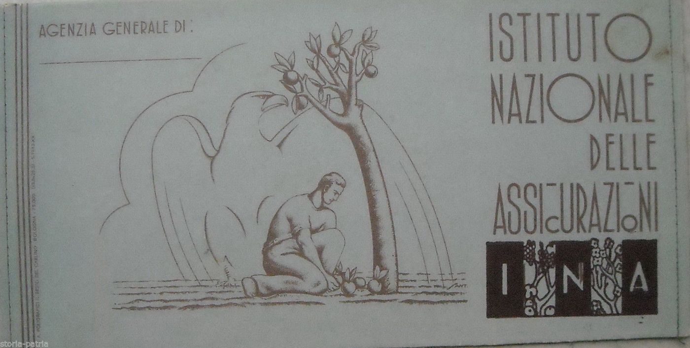 Astuccio INA Assicurazioni 1942 Bologna, Illustrazione Agricoltura