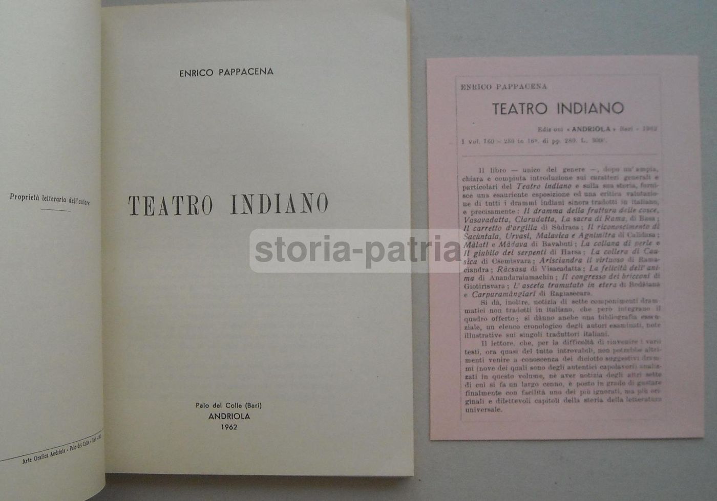 Teatro Indiano: Studio Di Enrico Pappacena Sui Drammi Dell'India (1962)