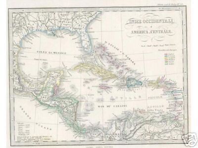 Mappa Indie Occidentali E America Centrale, 1869, Stieler Berghaus