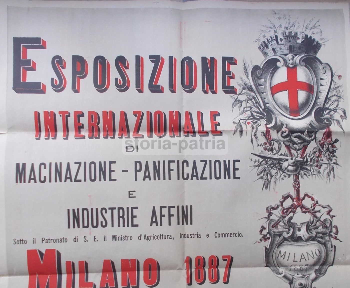 Manifesto Esposizione Macinazione Panificazione Milano 1887 Ricordi