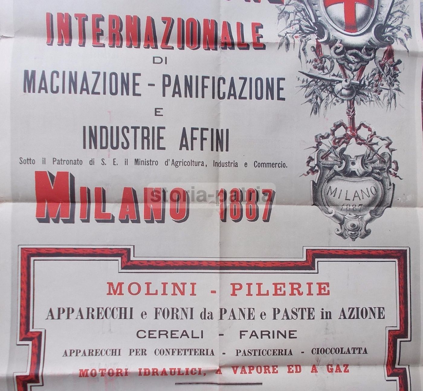 Manifesto Esposizione Macinazione Panificazione Milano 1887 Ricordi