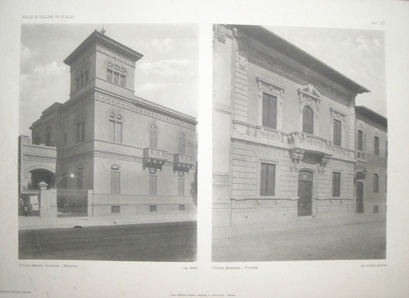 Stampa Villino Bacchi Salembe Palermo E Boccacci Firenze 1920