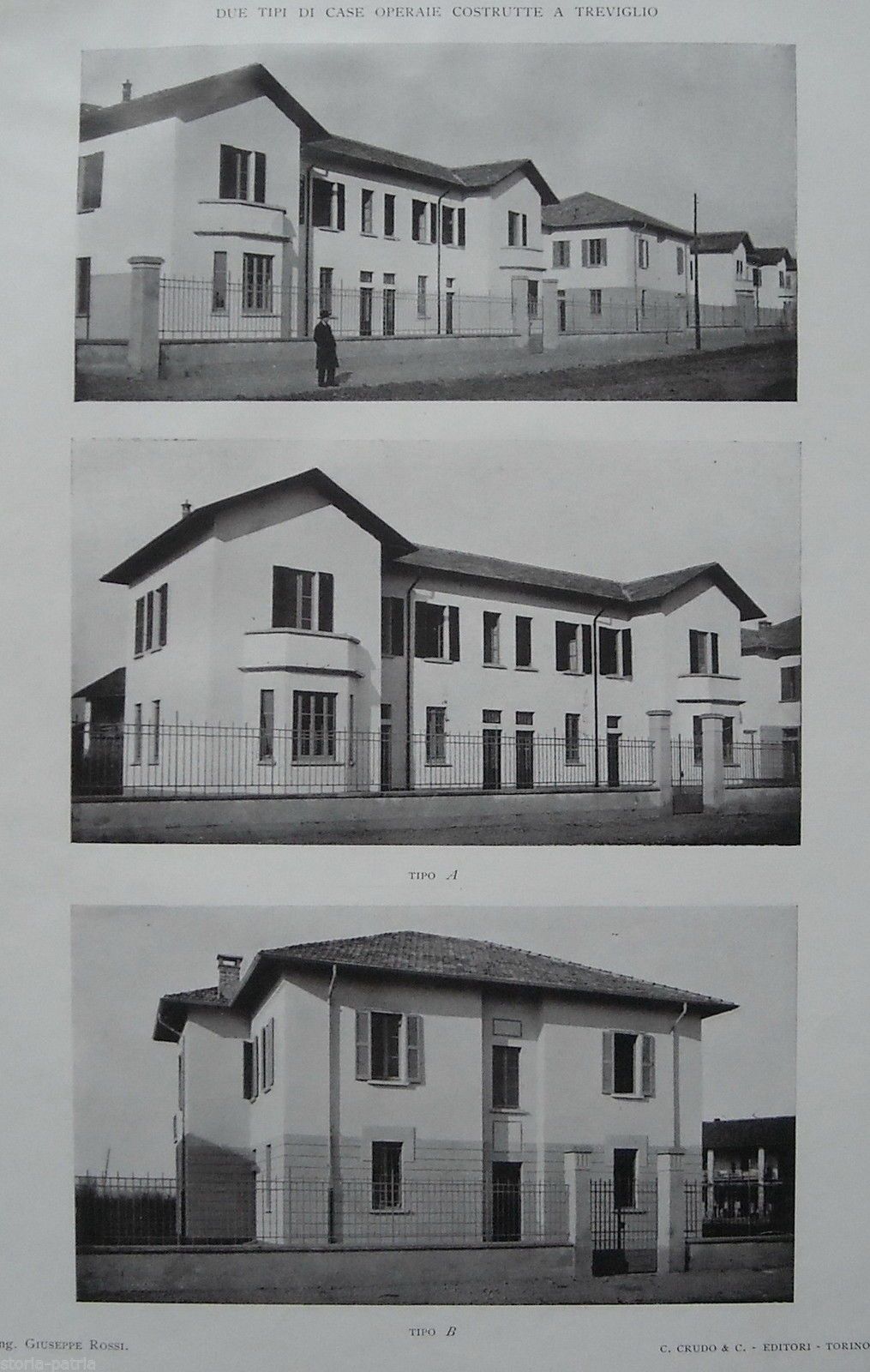Progetto Case Operaie Treviglio Ing. Rossi Stampa Primi '900