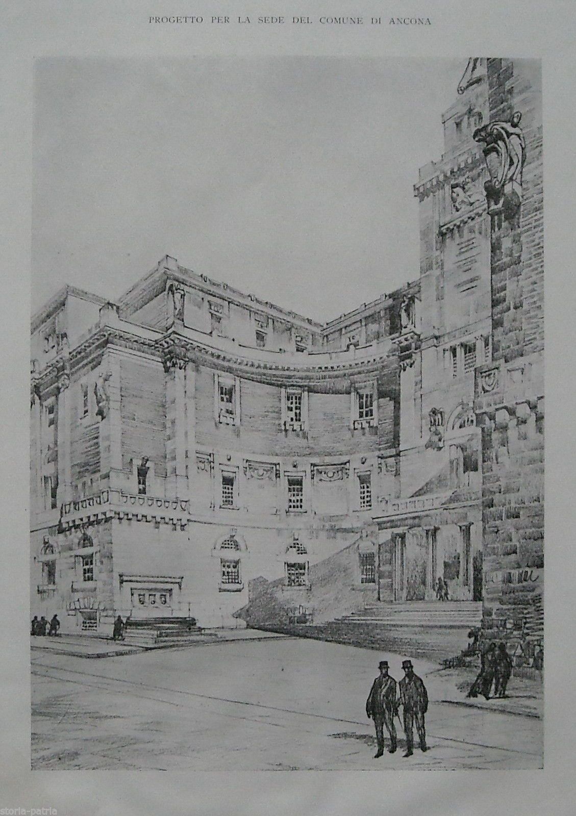 Progetto Municipio Ancona Architetto Fasolo Anni '20 Stampa Epoca