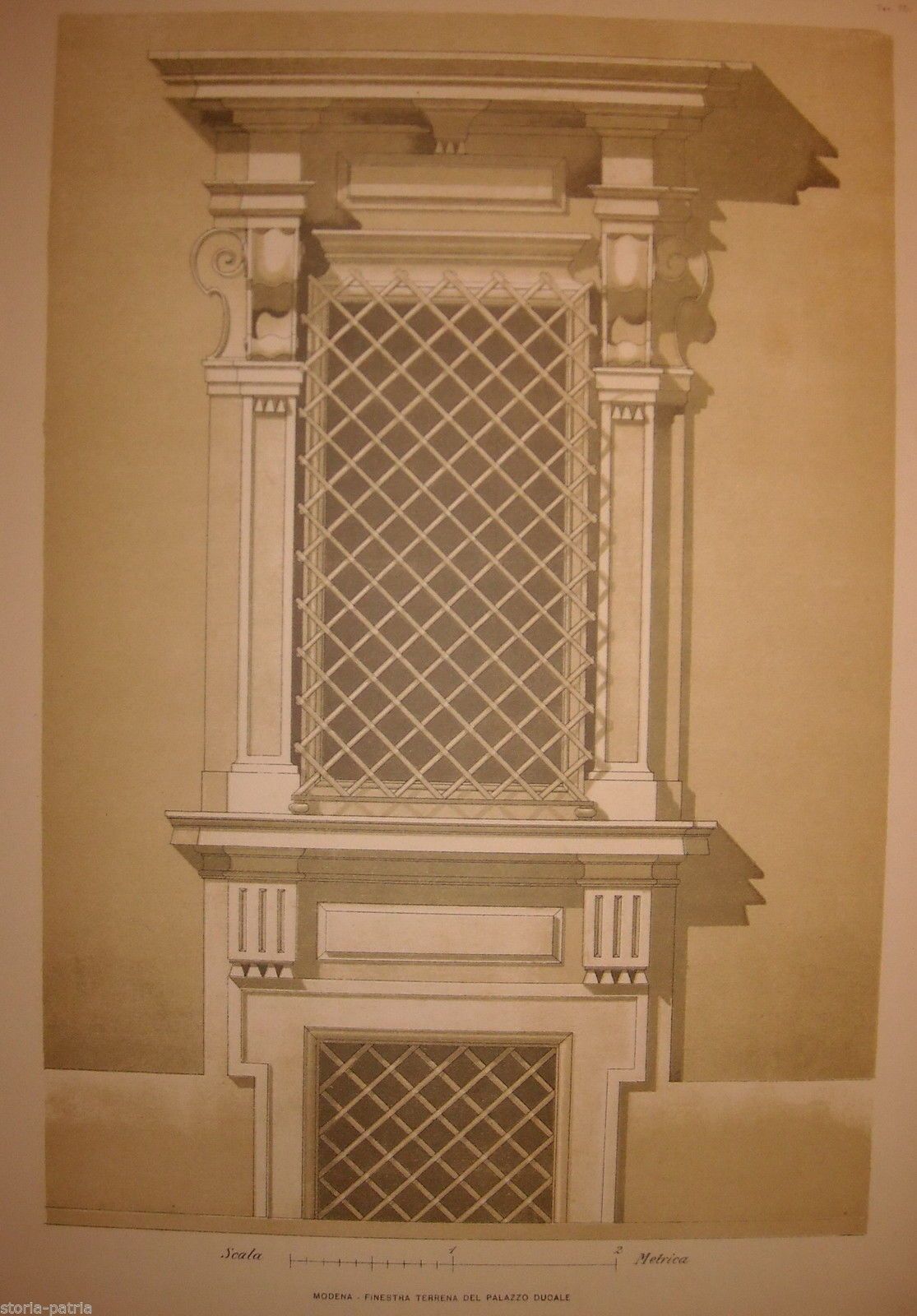 Finestra Palazzo Ducale Di Modena, Stampe Architettoniche Anni '20