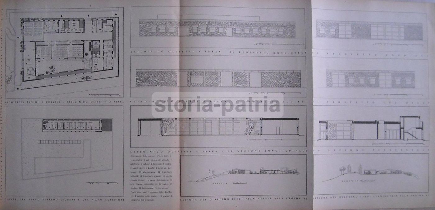 Asilo Nido Olivetti Ivrea, Figini E Pollini, Prospetti 1942 Originale