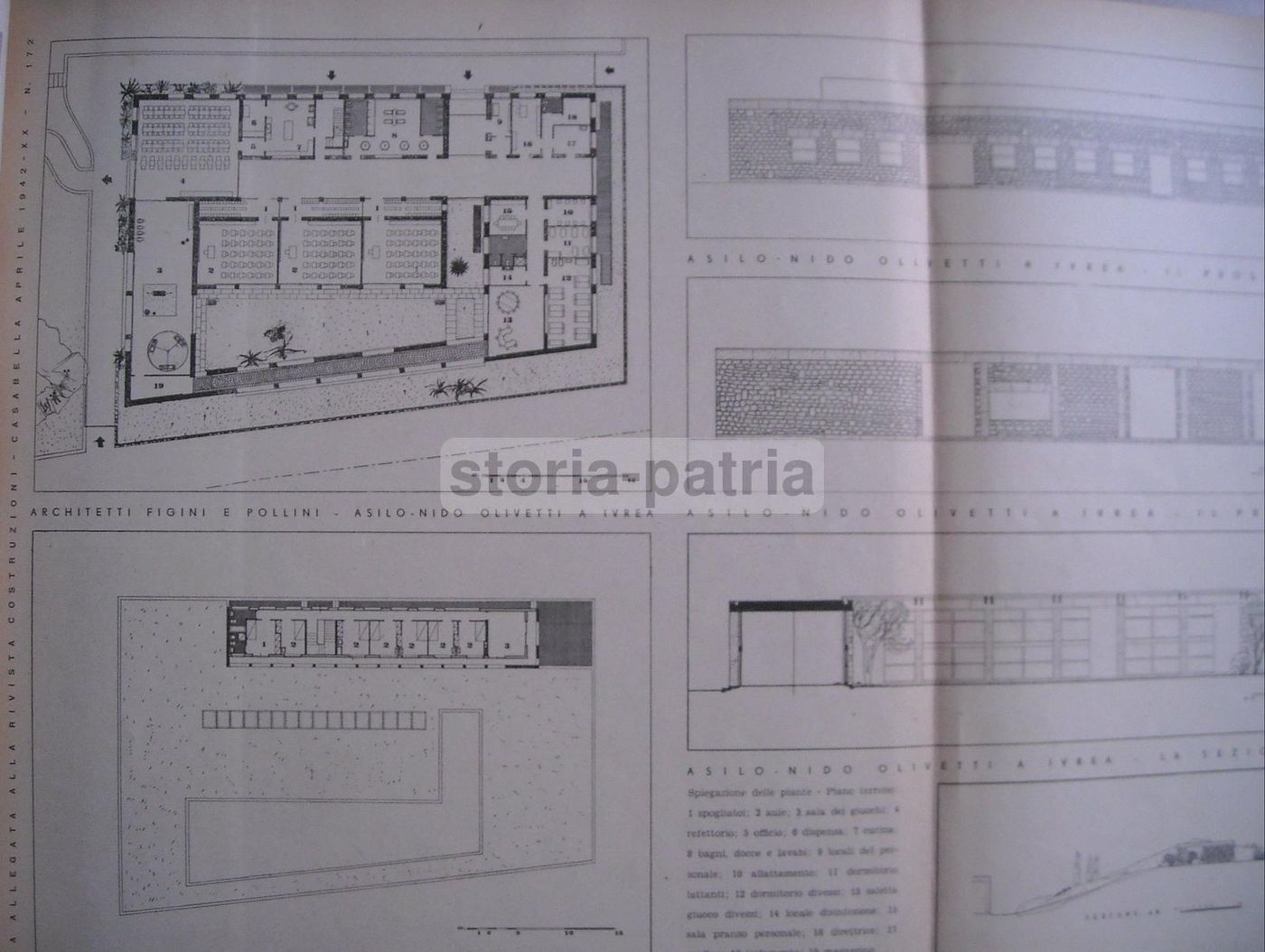 Asilo Nido Olivetti Ivrea, Figini E Pollini, Prospetti 1942 Originale