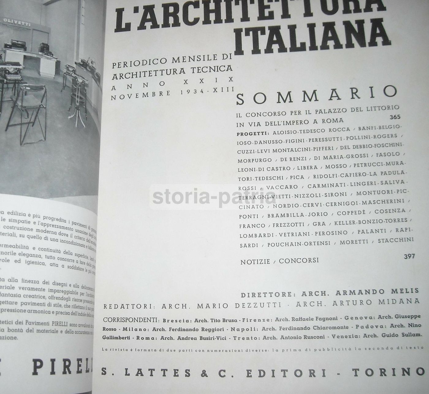 L'Architettura Italiana 1934: Concorso Palazzo Del Littorio, Roma