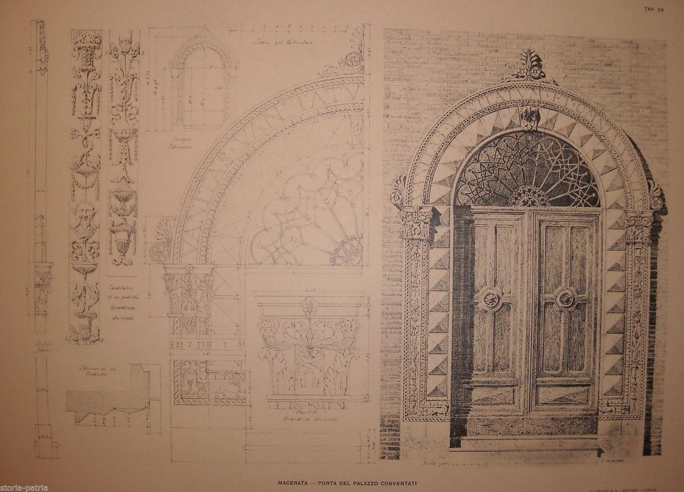 Porta Del Palazzo Conventati, Macerata: Stampa Architettonica Anni '20