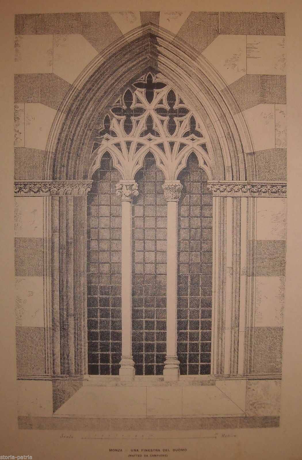 Finestra Gotica Del Duomo Di Monza, Matteo Da Campione. Stampe Antiche.