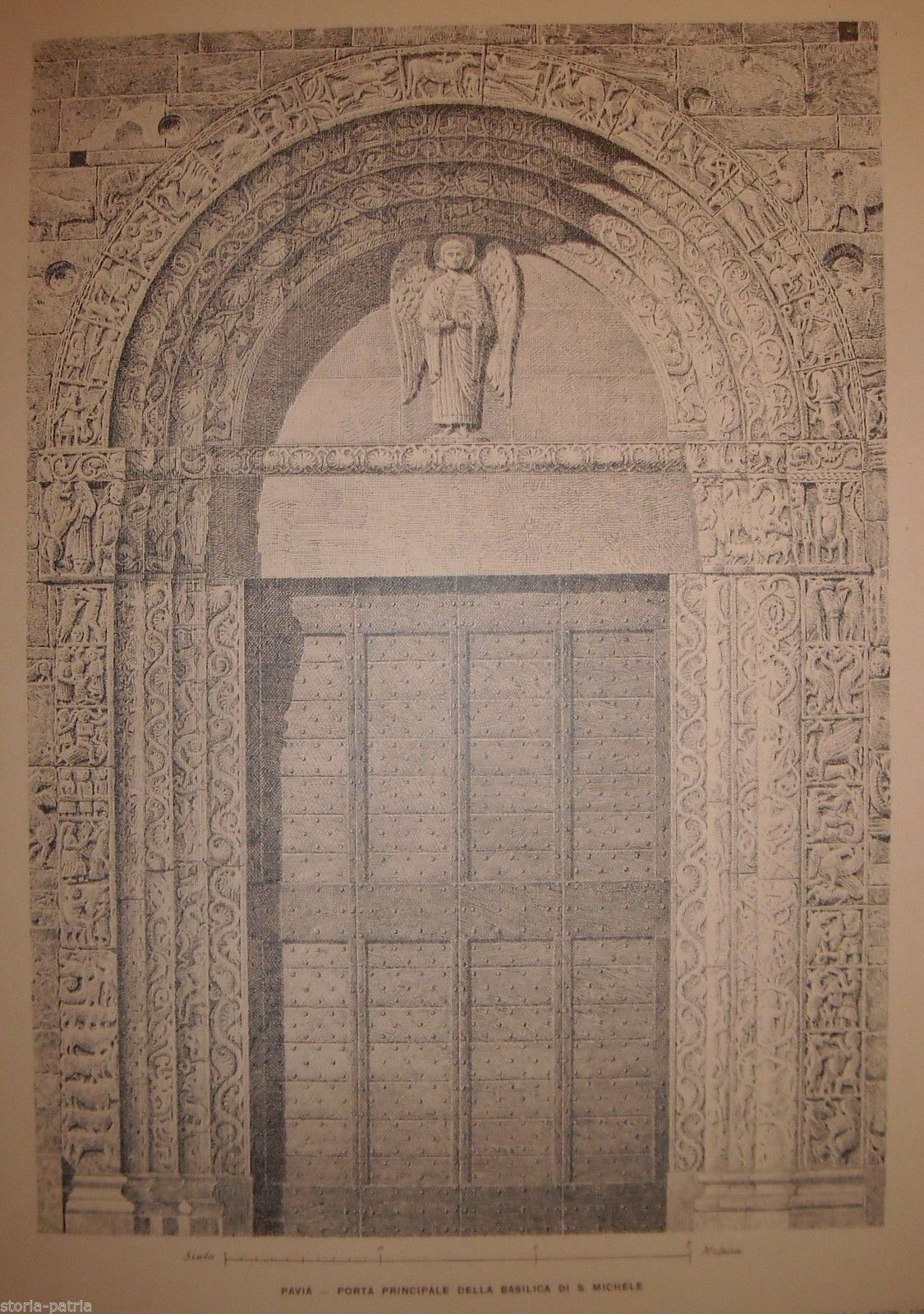 Stampe Antiche Porta Basilica San Michele Pavia Architettura