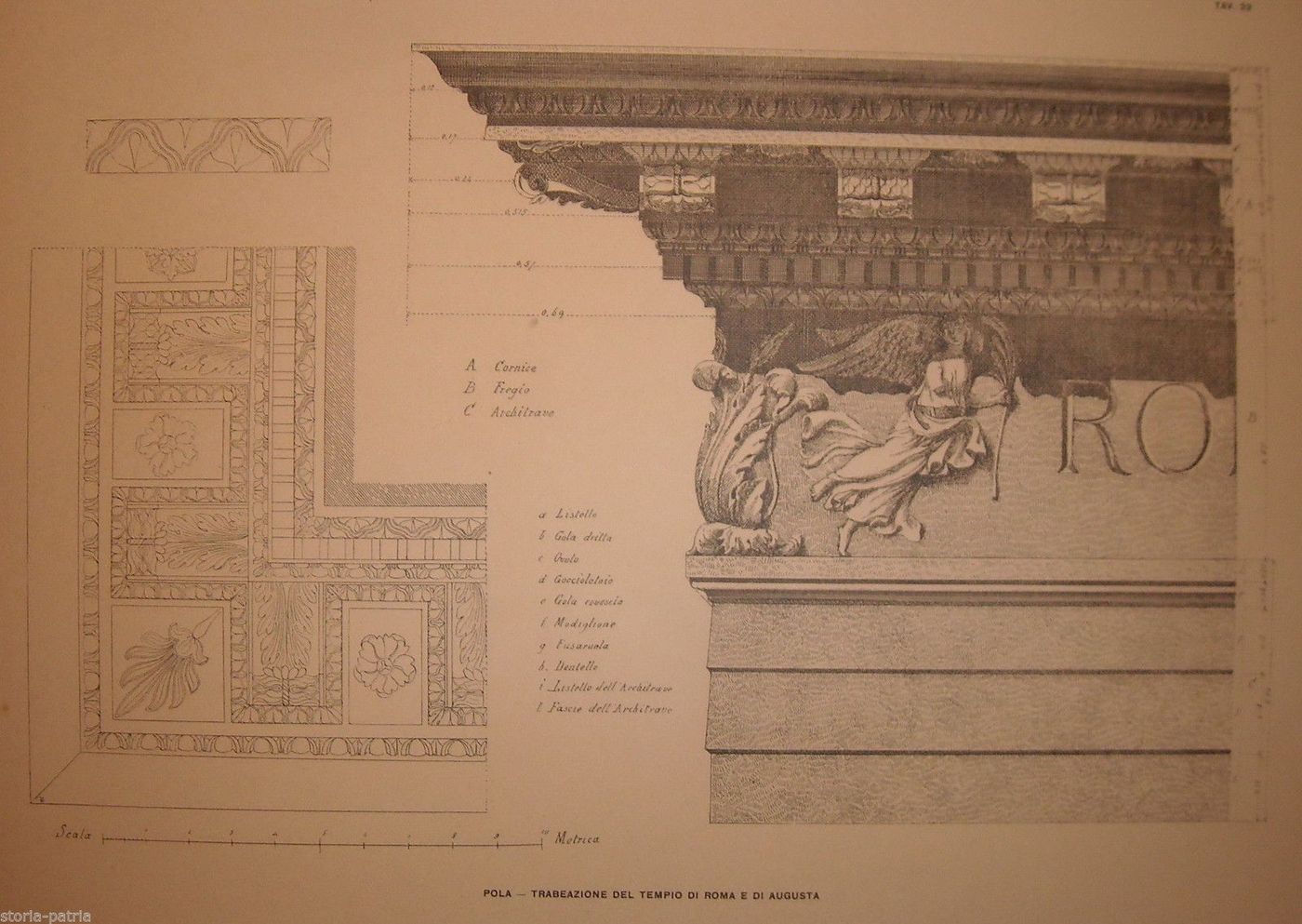 Stampa Della Trabeazione Del Tempio Di Roma E Di Augusta A Pola