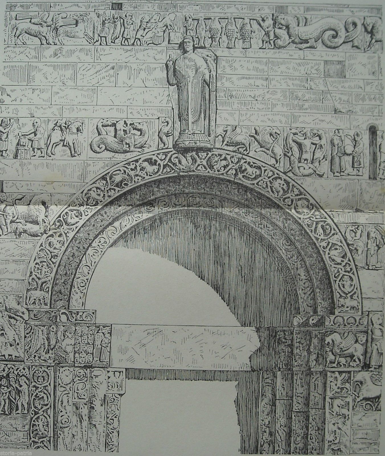 Stampa Porta Laterale San Michele Pavia Architettura Romanica