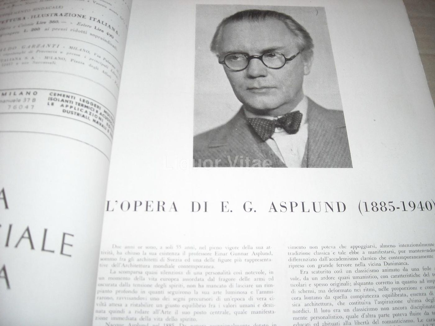 Architettura, Ottobre 1942: Monografia E.G. Asplund E Ivar Tengbom