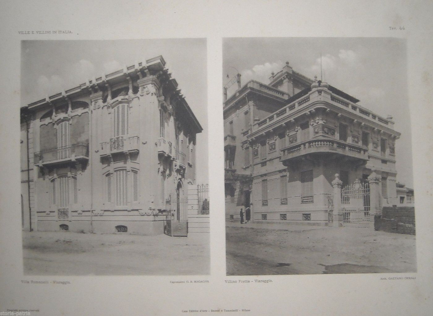 Ville Romanelli E Frette, Viareggio. Stampa d'Architettura, Anni '20