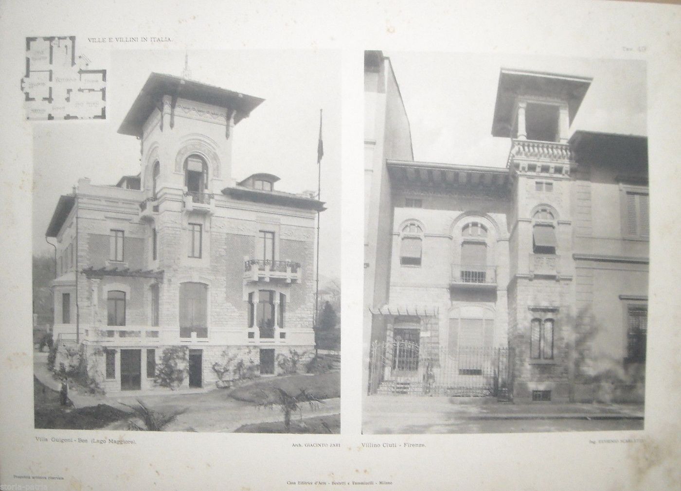 Villa Guigoni Bee E Villino Ciuti Firenze: Prospetti Architettonici Di Giacinto Zari Ed Eugenio Scarlatti