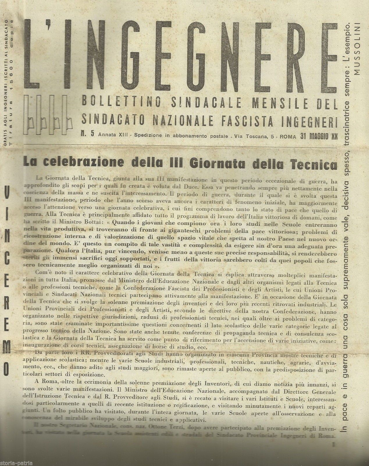 L'Ingegnere, 1942: Bollettino Del Sindacato Nazionale Ingegneri   Tecnica E Invenzioni