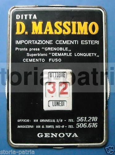 Datario Pubblicitario Cementi Massimo Genova Anni '50