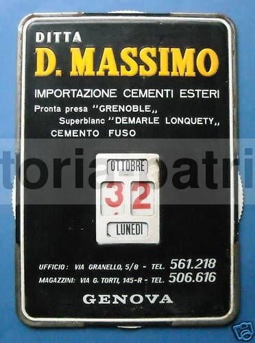 Datario Pubblicitario Cementi Massimo Genova Anni '50