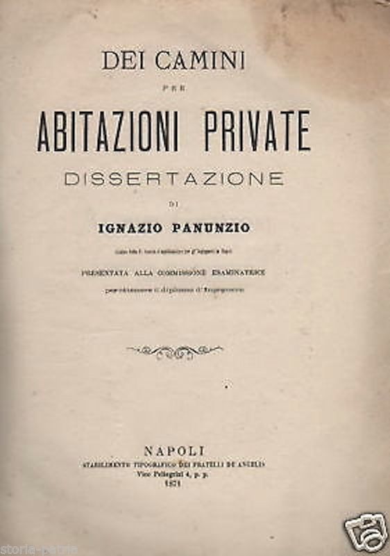 Ignazio Panunzio, Dei Camini Per Abitazioni Private, 1871 Napoli