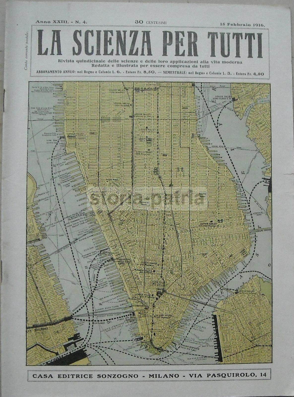 La Scienza Per Tutti 1916: Ponti, New York, Manhattan, Luna E Calabria