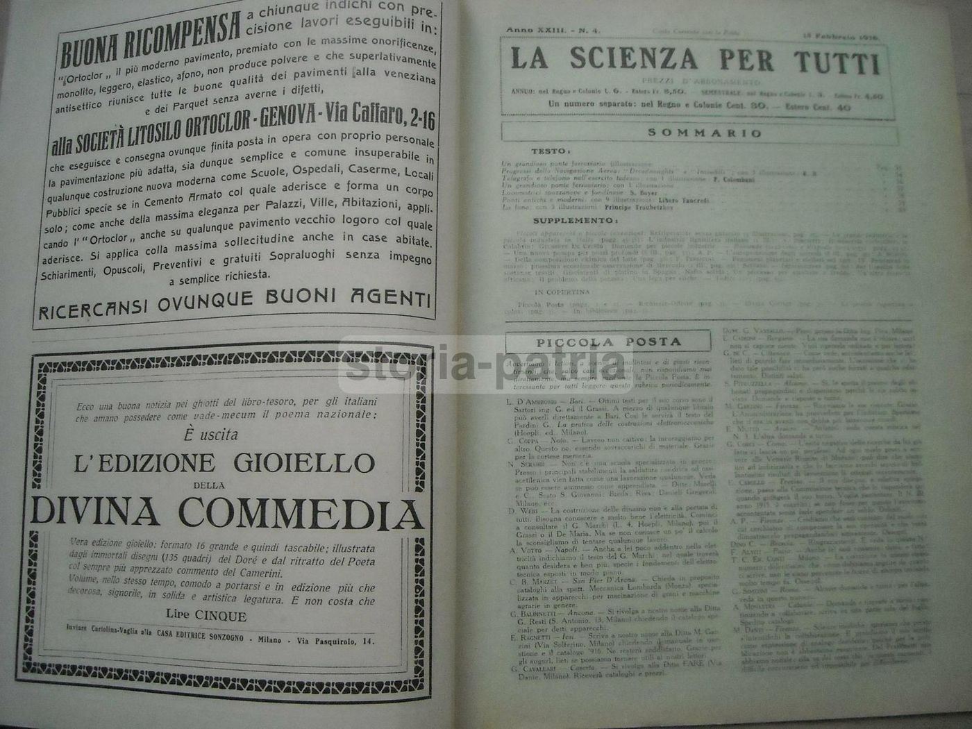 La Scienza Per Tutti 1916: Ponti, New York, Manhattan, Luna E Calabria
