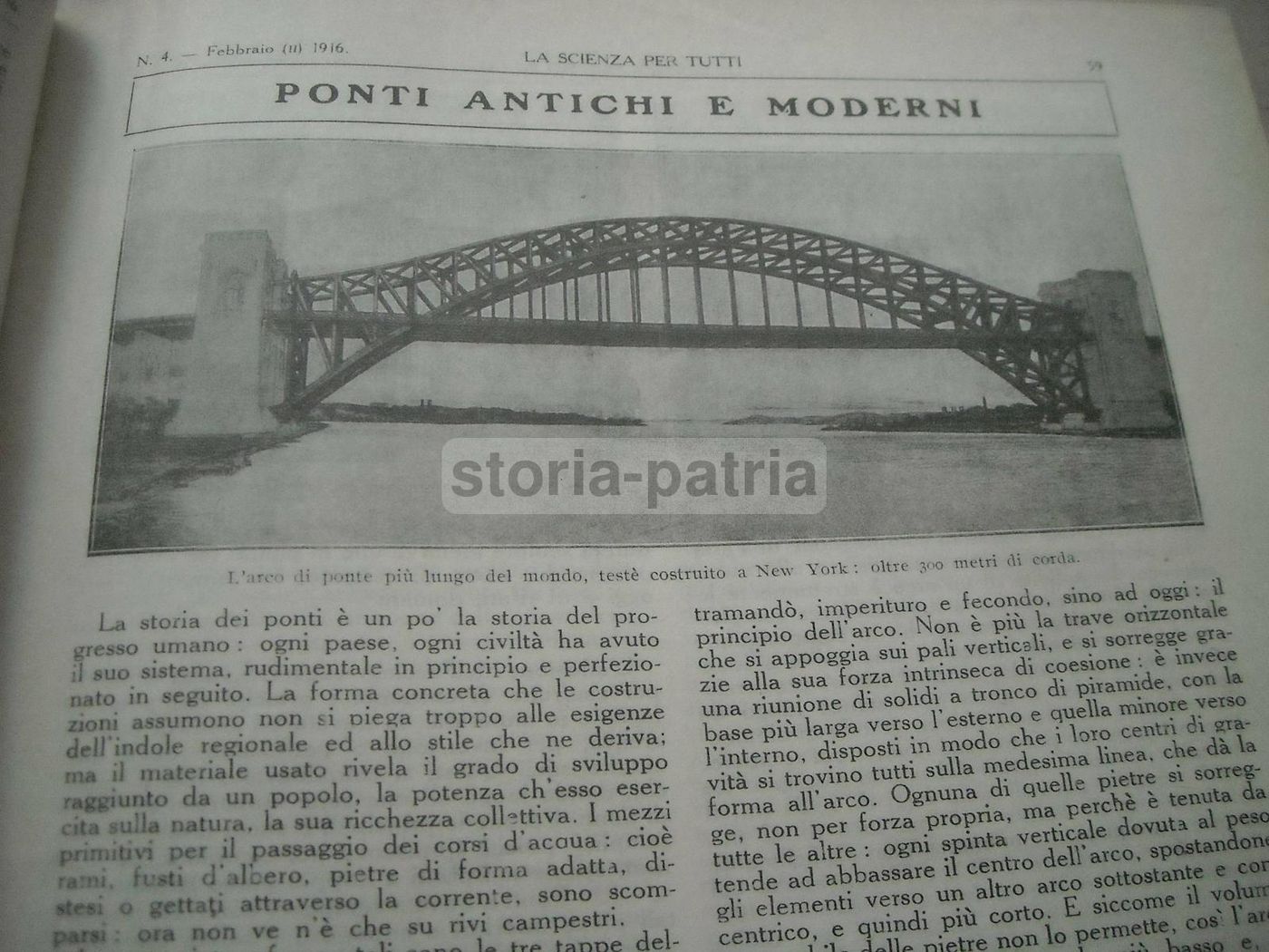 La Scienza Per Tutti 1916: Ponti, New York, Manhattan, Luna E Calabria