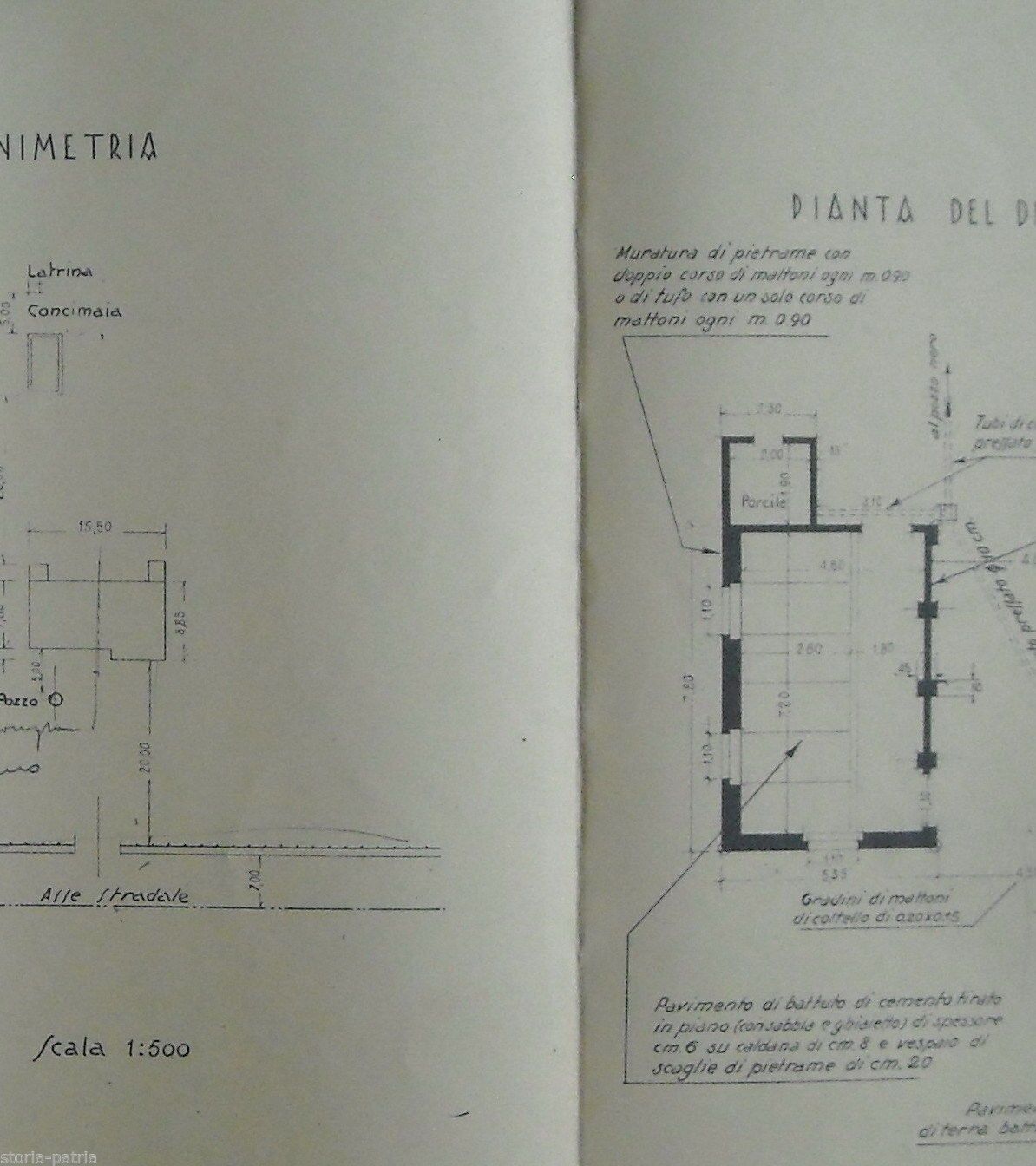 Progetto Casa Colonica Piscinara Sermoneta Lazio Anni '30