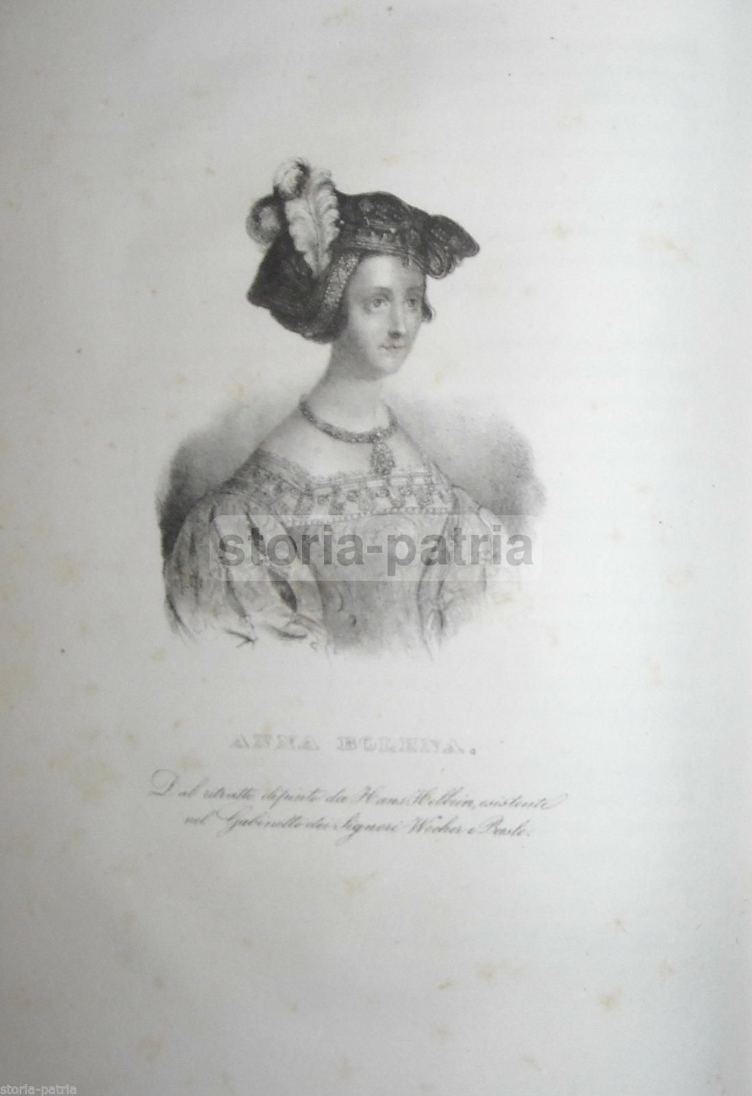 Anna Bolena: Litografia Originale Del 1840 Da Hans Holbein